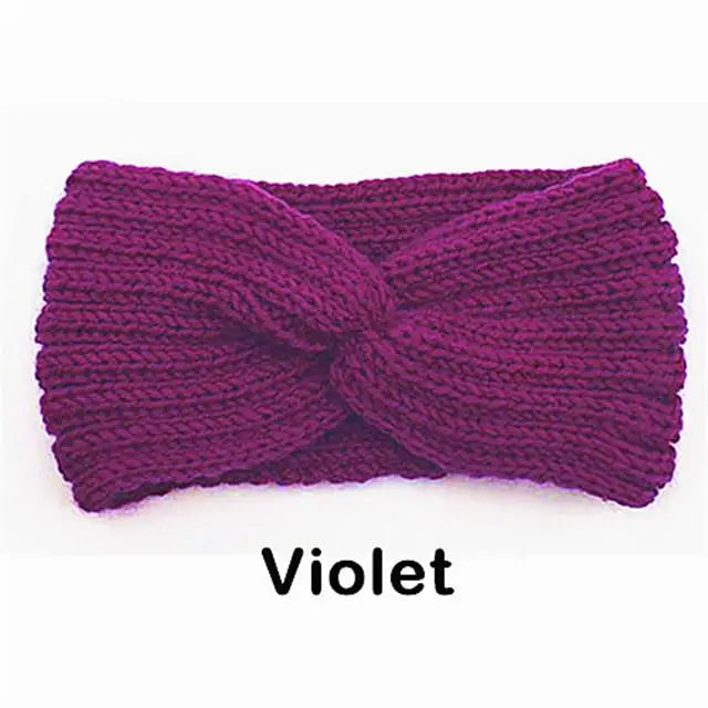 Faixa de cabeça tricotada de lã de inverno para mulheres elegantes
