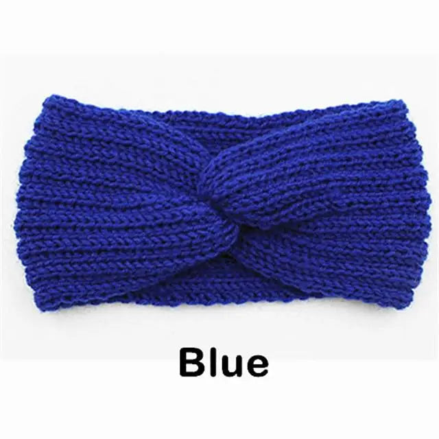 Faixa de cabeça tricotada de lã de inverno para mulheres elegantes