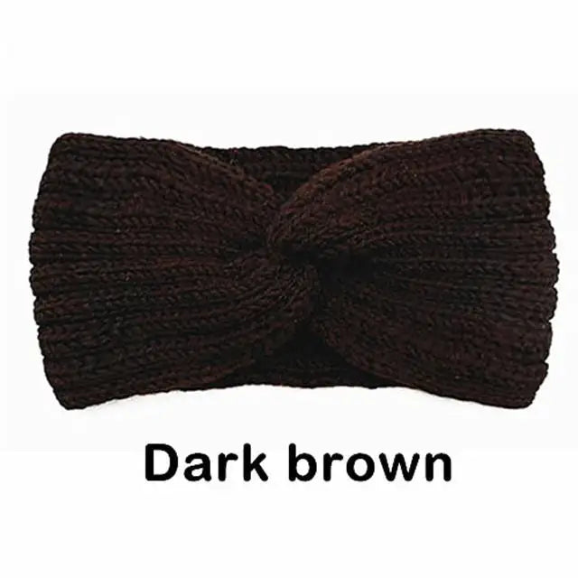 Faixa de cabeça tricotada de lã de inverno para mulheres elegantes