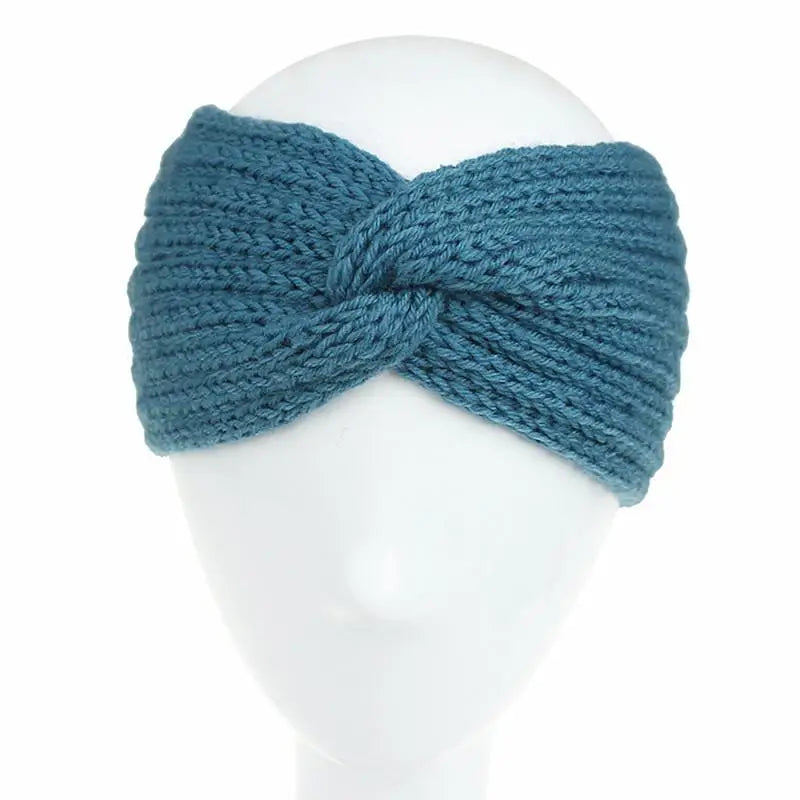 Faixa de cabeça tricotada de lã de inverno para mulheres elegantes
