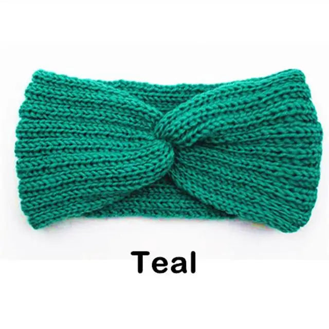 Faixa de cabeça tricotada de lã de inverno para mulheres elegantes