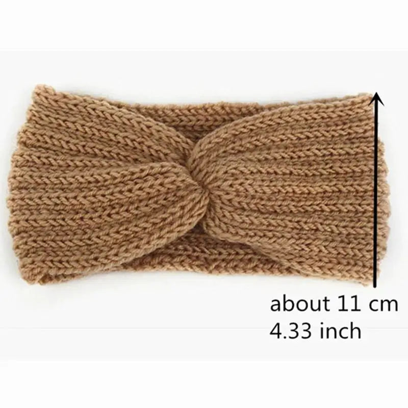 Faixa de cabeça tricotada de lã de inverno para mulheres elegantes
