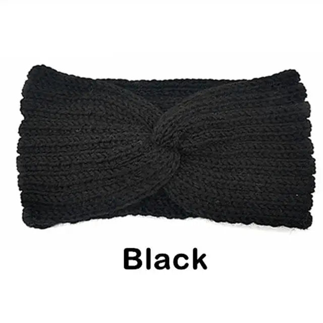 Faixa de cabeça tricotada de lã de inverno para mulheres elegantes