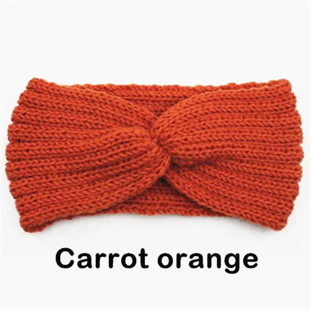 Faixa de cabeça tricotada de lã de inverno para mulheres elegantes